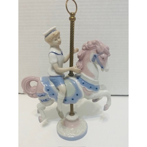 Paul Sebastion Boy on Carousel Horse Figurine Porcelain **Vintage 1990 - Picture 1 of 4